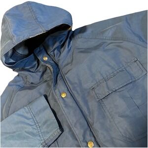 Woolrich Jacket Men XL Vintage Gorpcore Parka Navy Wool Plaid Lined Made USA 80s